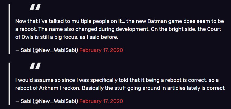 《蝙蝠侠》新作或定名为《蝙蝠侠：阿卡姆遗产》将是重启之作