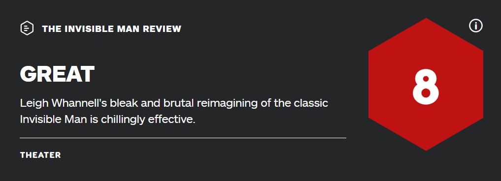 科幻恐怖片《隐形人》IGN评测 恐怖片佳作