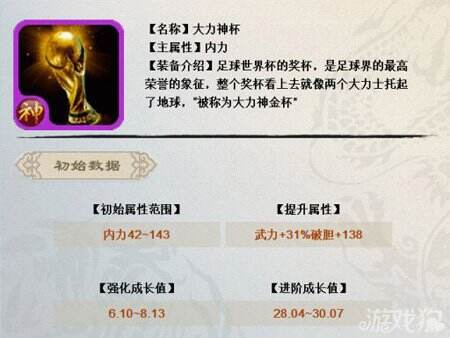 武侠Q传大力神杯装备属性深度剖析
