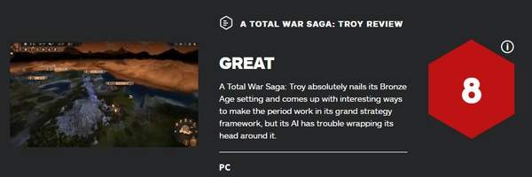 《全战传奇：特洛伊》IGN评测 将占据系列一席之地