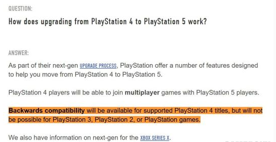 育碧官方文件确认：PS5不支持PS1/PS2/PS3向下兼容