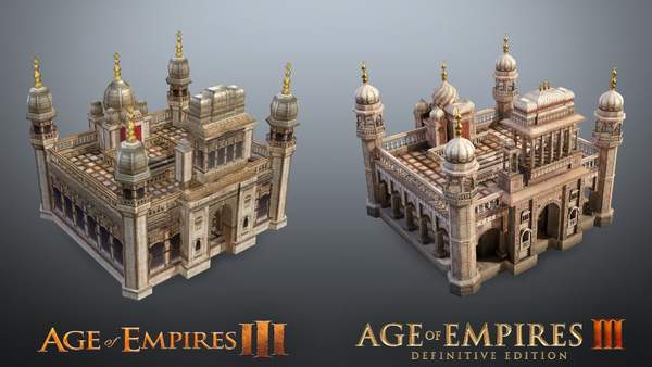 《帝国时代3：决定版》与原版游戏建筑和动物模型对比