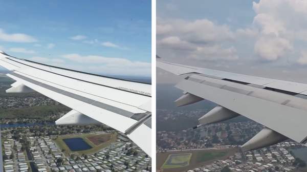 《微软飞行模拟》飞机降落与现实飞机降落场景对比