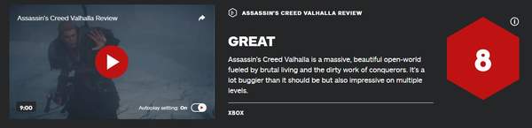 《刺客信条：英灵殿》IGN评测 大胆荒谬十分精美