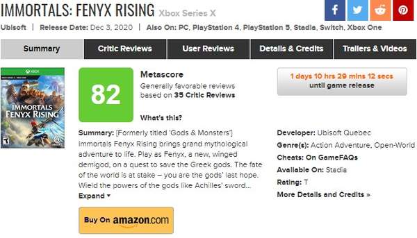 《渡神纪：芬尼斯崛起》XSX媒体测评解锁 均分82