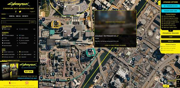 《赛博朋克2077》互动地图推出 支线事件一目了然