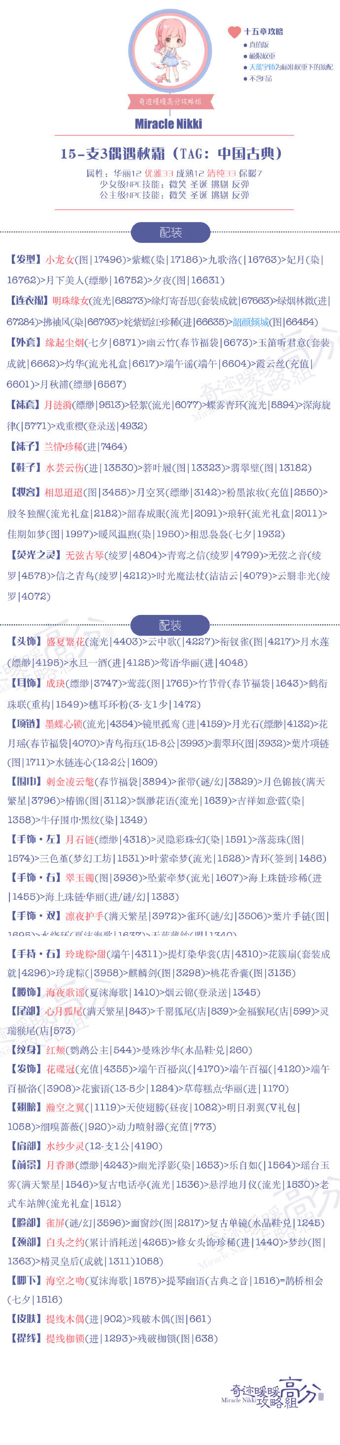 奇迹暖暖第十五章15-支3偶遇秋霜搭配攻略[图]图片1