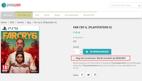零售商商店页面显示《孤岛惊魂6》PS5版4月推出玩一玩游戏网www.wywyx.com