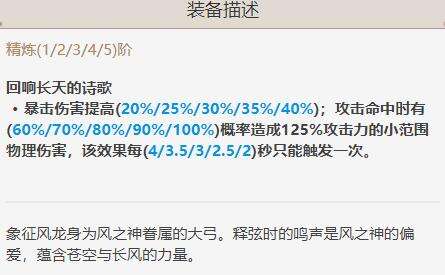 原神天空之翼怎么样 原神天空之翼给谁用好