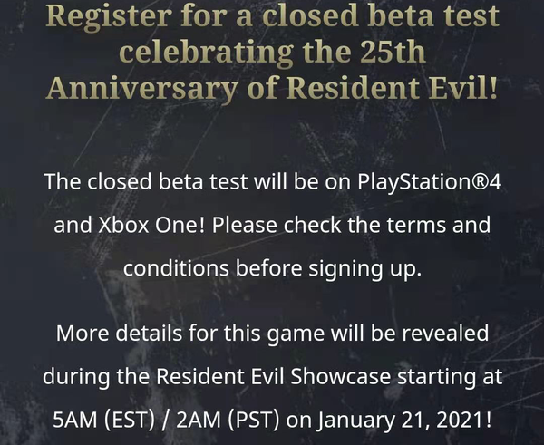 《生化危机》游戏封闭Beta测试申请条件公布