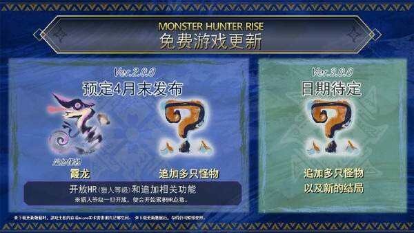 《怪物猎人：崛起》发售更新计划 追加怪物“霞龙”