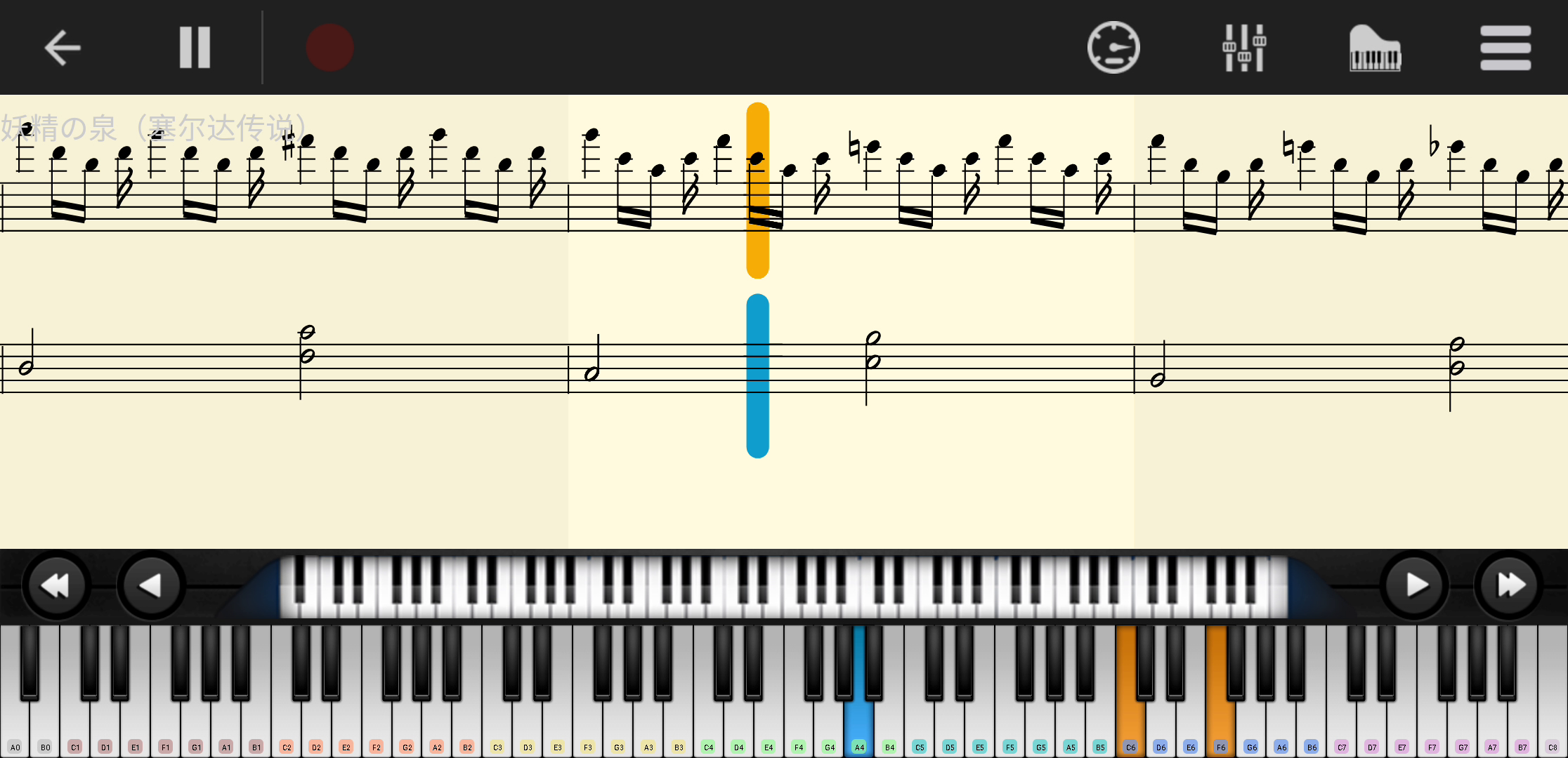 原神：【曲谱】妖精の泉（塞尔达传说钢琴曲）