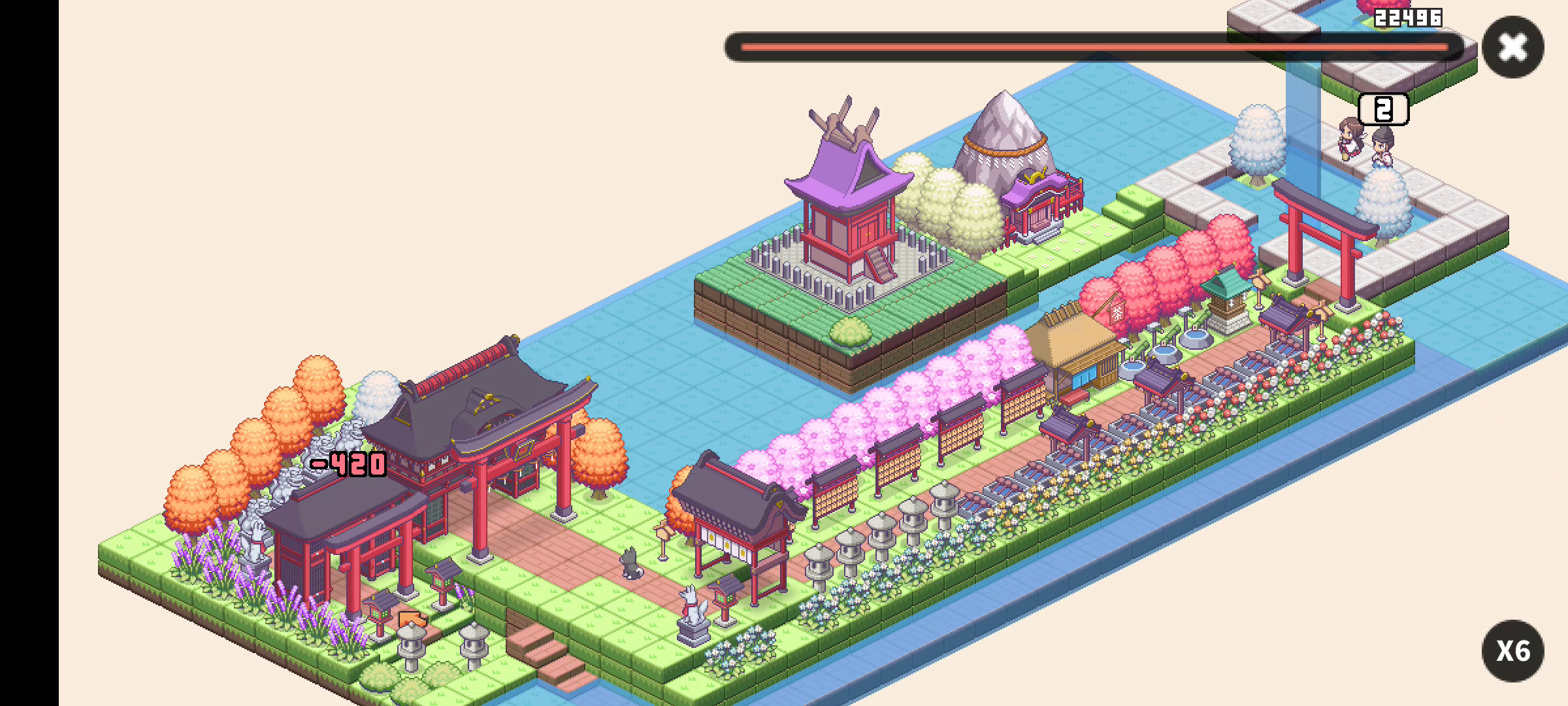 像素神庙：经过几次优化15000加护终于快可以打过38000的怪了，ps：小黑狗升级太