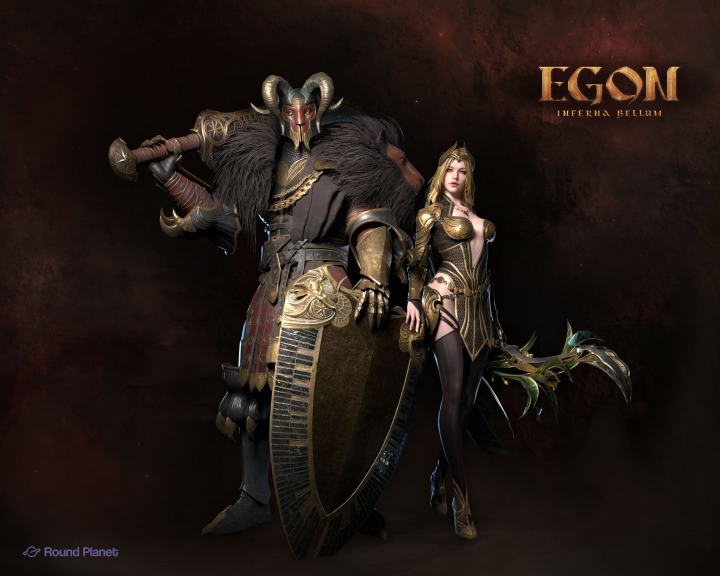 韩国产MMORPG手游《EGON》公开骑士&弓箭手海报