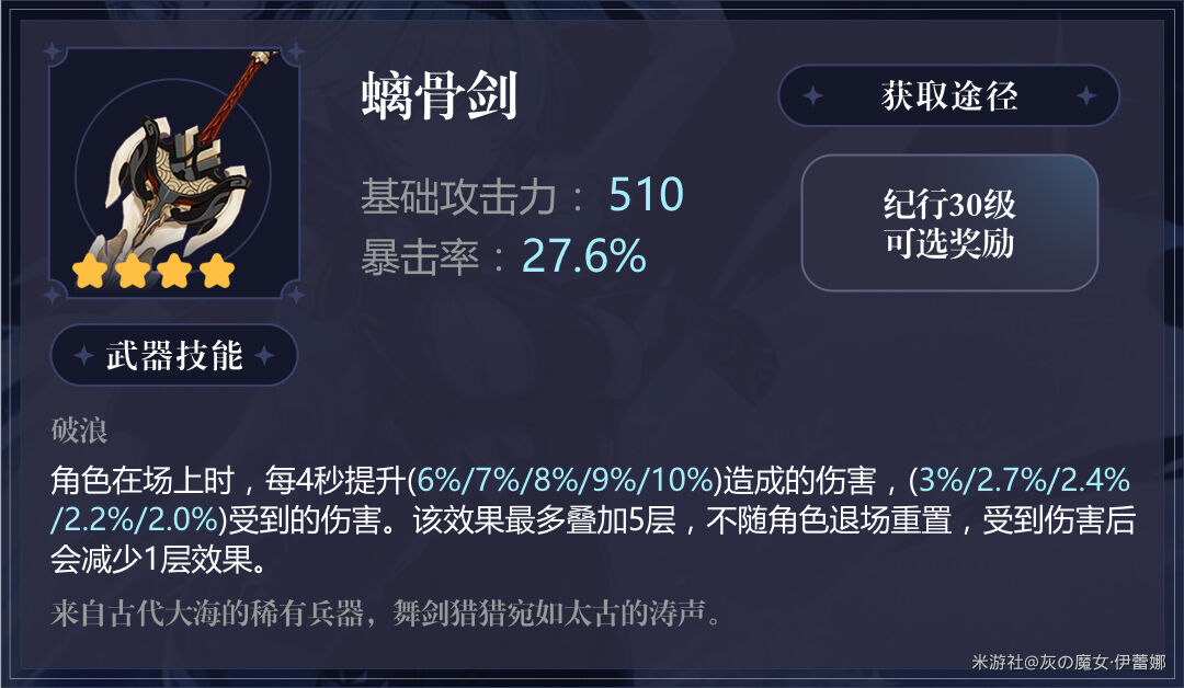 原神优菈螭骨剑适配度及武器点评