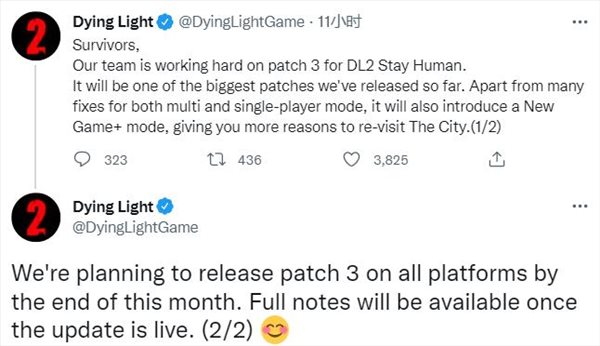 《消逝的光芒2》将推出新补丁 引入新游戏+模式