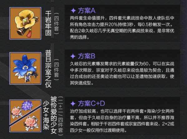 《原神》久岐忍带什么圣遗物 圣遗物推荐