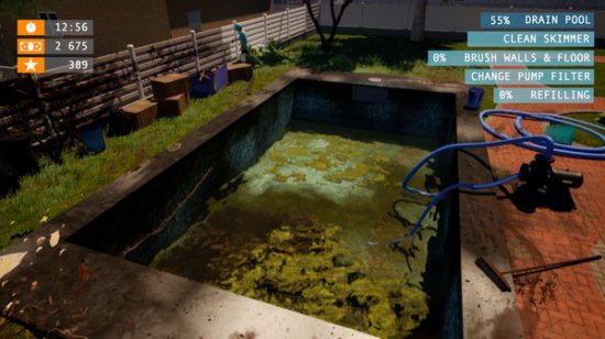 《泳池清洁模拟器》上架steam 清洁充满藻类的泳池！