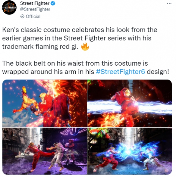 《街头霸王6》公布红衣战士肯截图 火焰红色经典服装！