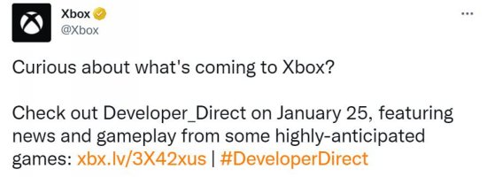 Xbox官宣:将于1月26日开发者直面会公开多款新游消息