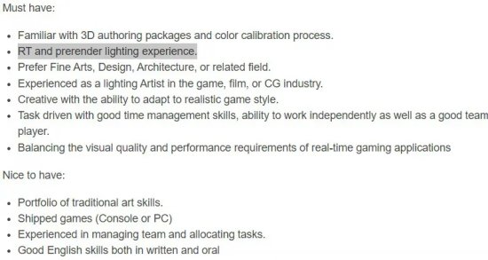 《全境封锁2》招聘信息显示游戏或将追加光线追踪功能
