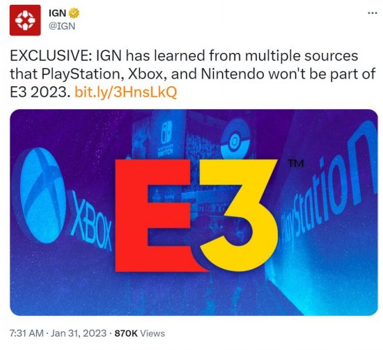 御三家集体缺席？曝Xbox、索尼、任天堂不参加E3展