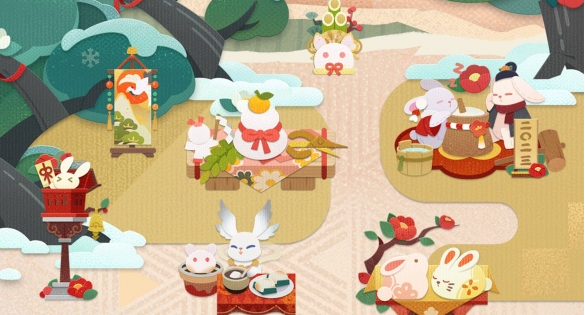 《阴阳师妖怪屋》庭院装饰上新 椿花绘雪兔兔迎春