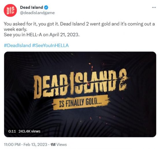 反向跳票！《死亡岛2》已进厂压盘 提前于4月21日发售