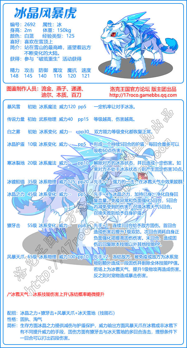 洛克王国冰晶风暴虎技能表