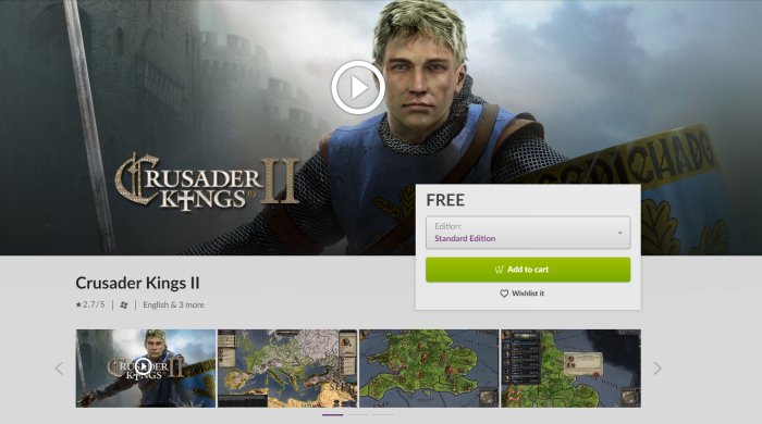 GOG/Steam喜加一：P社经典策略游戏《十字军之王2》免费领