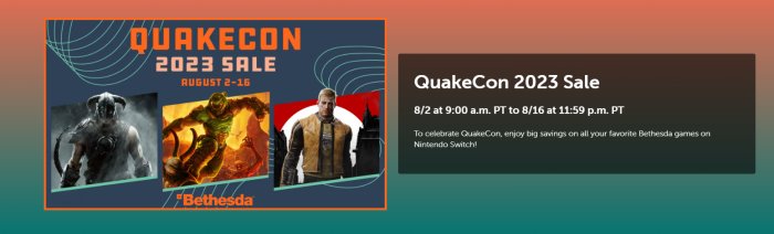 为庆祝QuakeCon2023 贝塞斯达多平台开启旗下作品促销活动