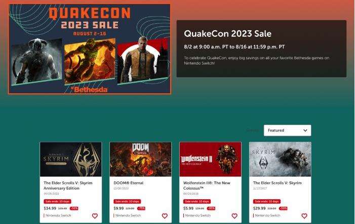 为庆祝QuakeCon2023 贝塞斯达多平台开启旗下作品促销活动