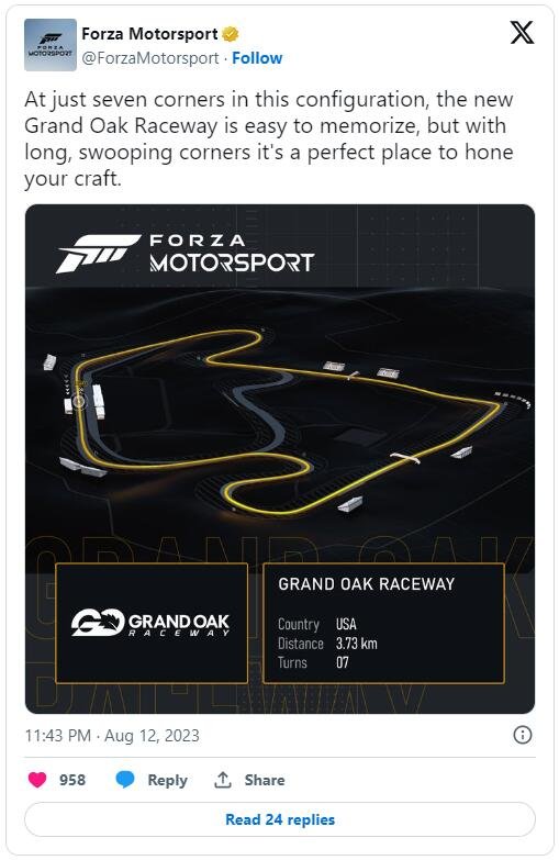 《极限竞速8》官方赛道：Grand Oak大橡树赛道预告颁布