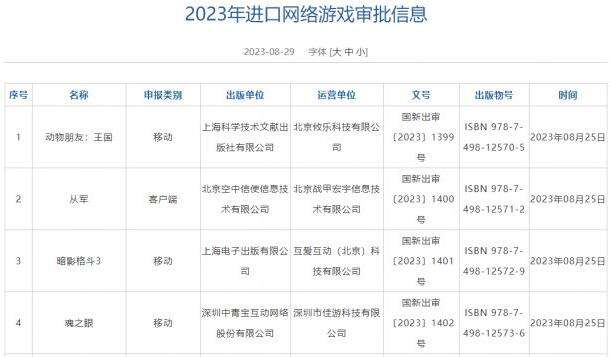 进口游戏版号信息更新 共31款进口游戏过审