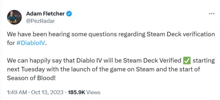 《暗黑破坏神4》正式发售支持Steam Deck