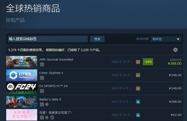 《方舟：生存进化》成Steam全球热销榜第一但备受差评