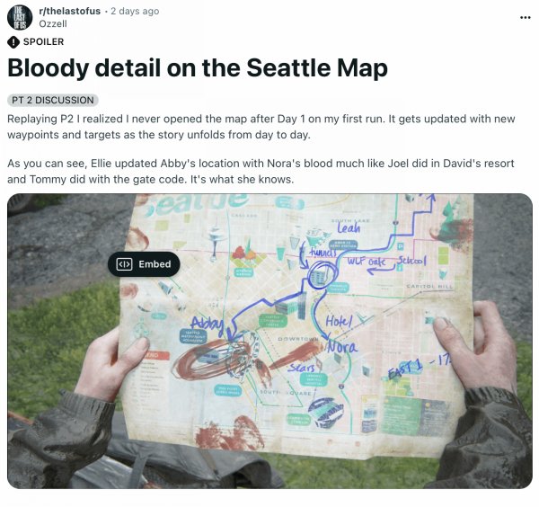玩家发现《最后生还者2》新细节：艾莉用人血标记地图