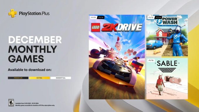 索尼颁布12月PS+会免游戏：《乐高2K竞速》等三款
