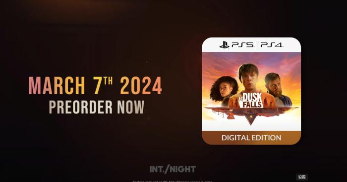 剧情互动类《薄暮降临时》2024年3月7日登陆PS平台