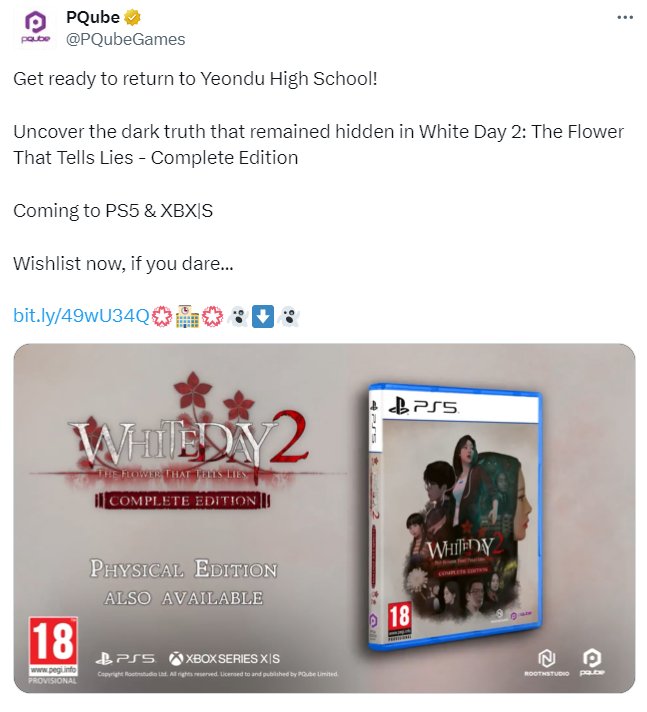 《白色情人节2：谎言之花》完整版将于今年登陆Xbox/PS5