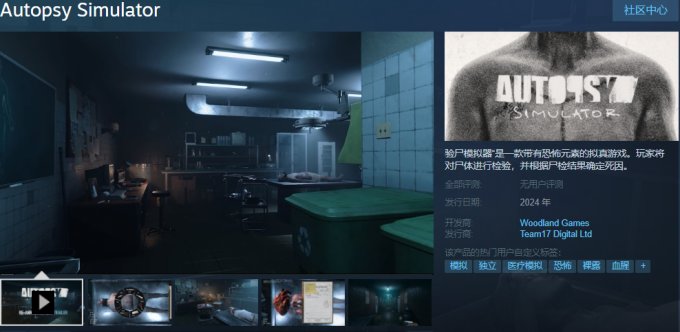 法医病理学教学游戏《验尸模拟器》延期至2024年内推出