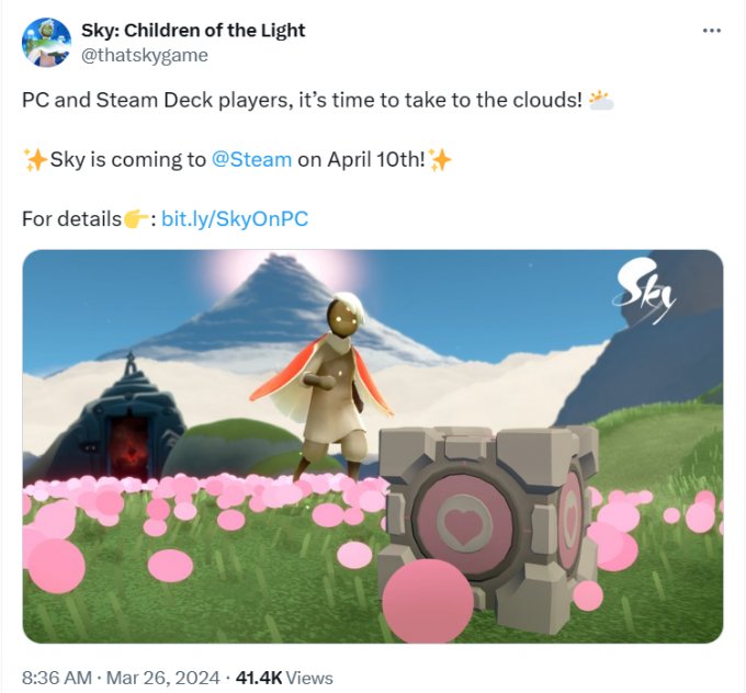 《Sky:光遇》将于4月10日推出Steam抢先体验版