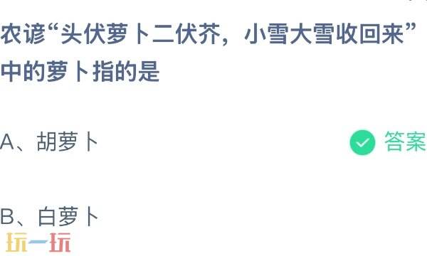 头伏萝卜二伏芥里的是什么萝卜 蚂蚁庄园11月22日答案