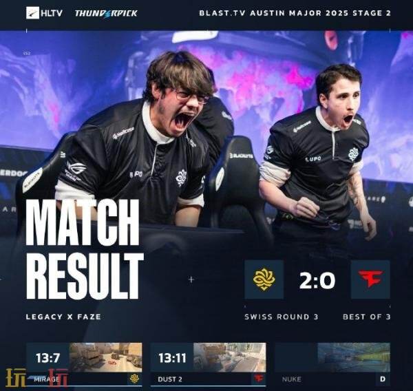 CS2 BLAST.tv奥斯汀Major第二阶段第二日赛果！LVG晋级2-1组！