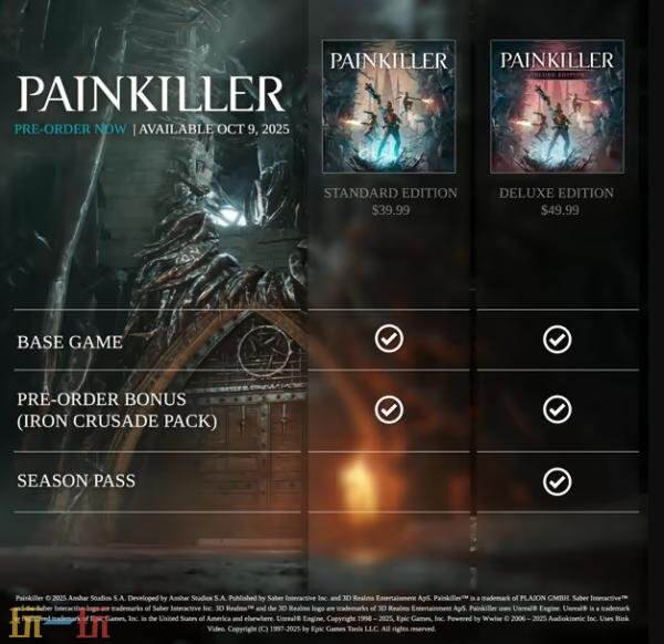 第一人称射击游戏《Painkiller》将于10月10日发售