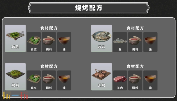 燕云十六声烤食配方有什么 烤食配方大全