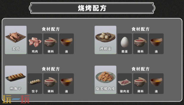 燕云十六声烤食配方有什么 烤食配方大全