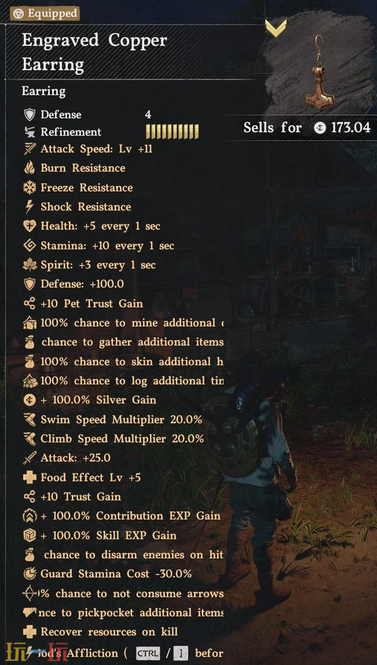 红色沙漠强化铜耳环MOD-全方位属性增益一键安装