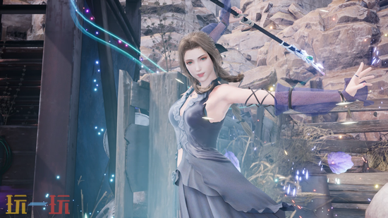 FF7重制版艾瑞丝MOD-尤娜歌姬职业装紫黑色飘逸造型