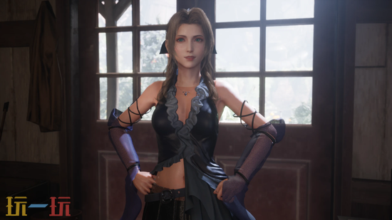 FF7重制版艾瑞丝MOD-尤娜歌姬职业装紫黑色飘逸造型